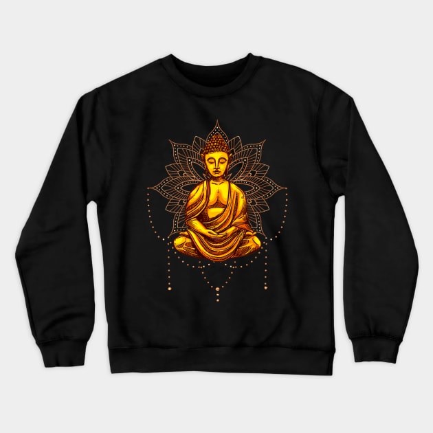 Buddha Statue Meditation Mantra Crewneck Sweatshirt by Foxxy Merch